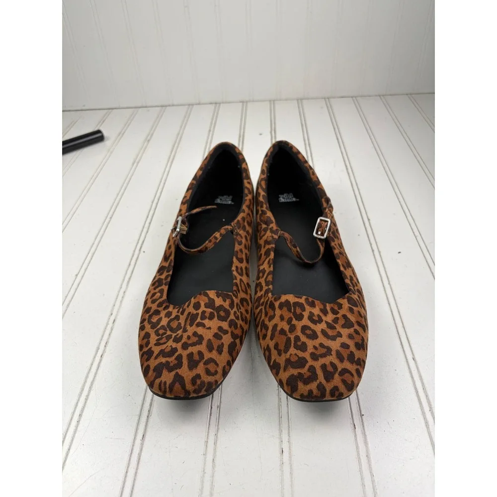 Wild Fable Leopard Print Elsa Mary Jane Flats Square Toe Women's Size 11